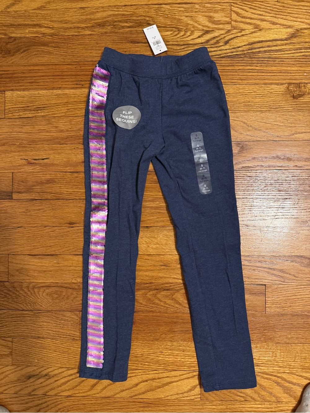 Brand New Gap Girls Navy Leggings with Flip Sequin Sides - Size Small